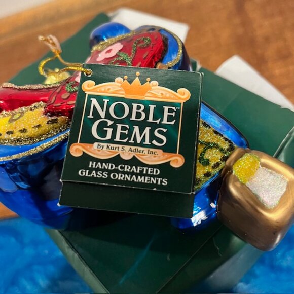 Kurt Adler Noble Gems Glass Saddle with Flowers Ornament NWT - Picture 7 of 9